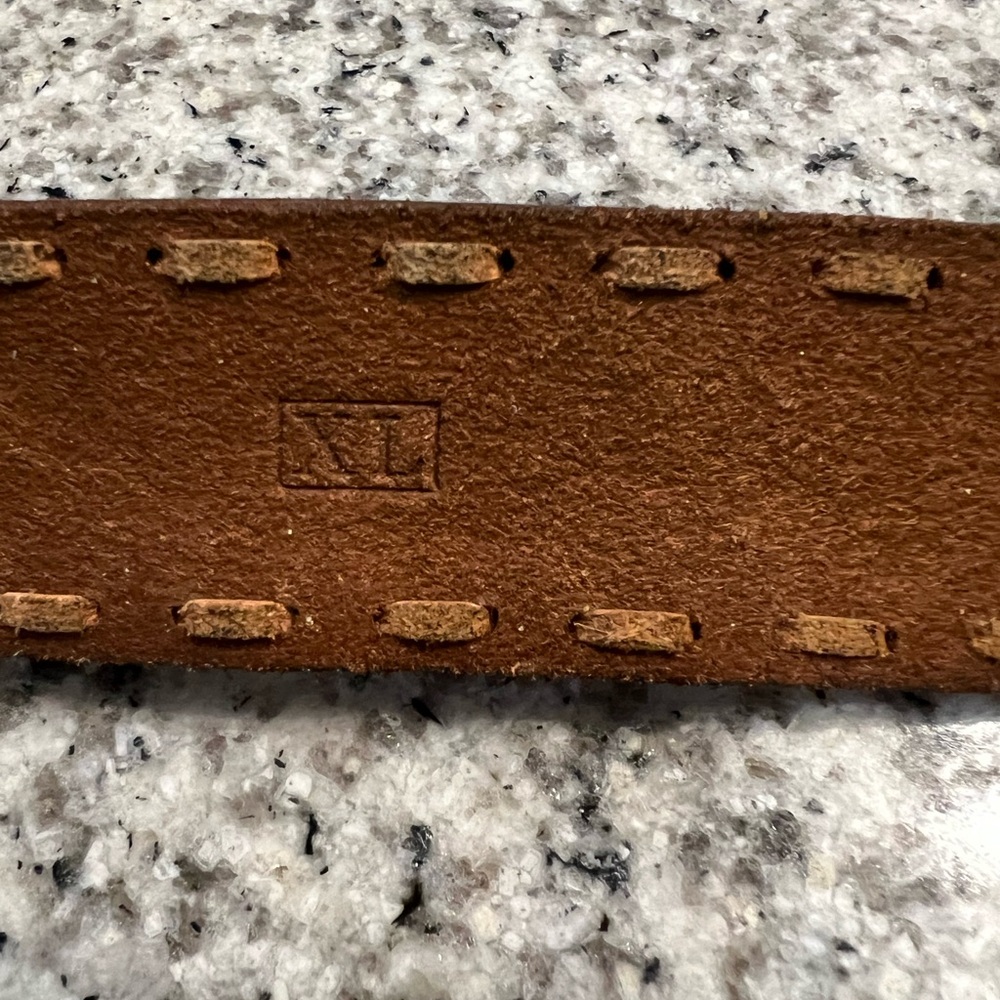 Fossil Tan Genuine Leather Belt with Multicolor Floral Embroidery - Picture 5 of 9